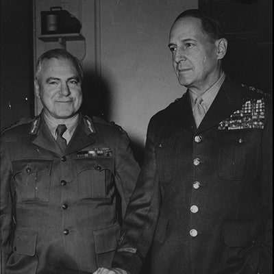 Generals Sir Thomas Blamey and Douglas MacArthur