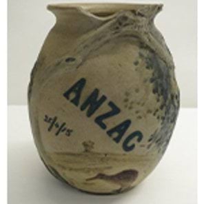 Vase with tree and Kiwi, 1916 by Merric Boyd