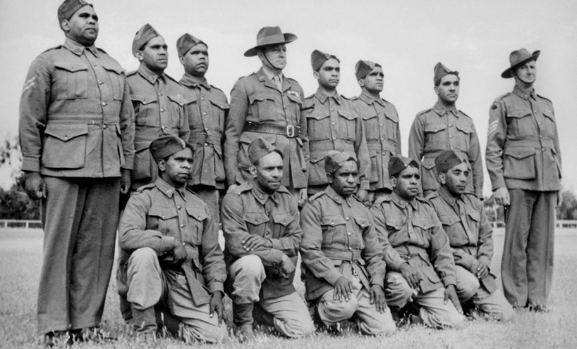 Historical image of an Aboriginal platoon, Wangaratta, December 1940