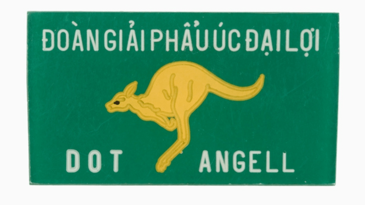 Name badge of Dorothy Angell, civilian nurse of the Australian Surgical Team in Vietnam.
