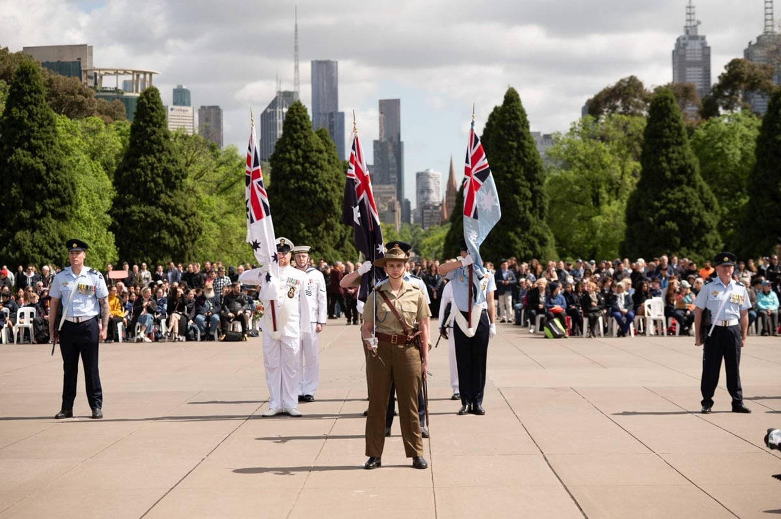 Tri service Guard at the Shrine of Remembrance, Remembrance Day 2026